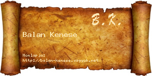 Balan Kenese névjegykártya